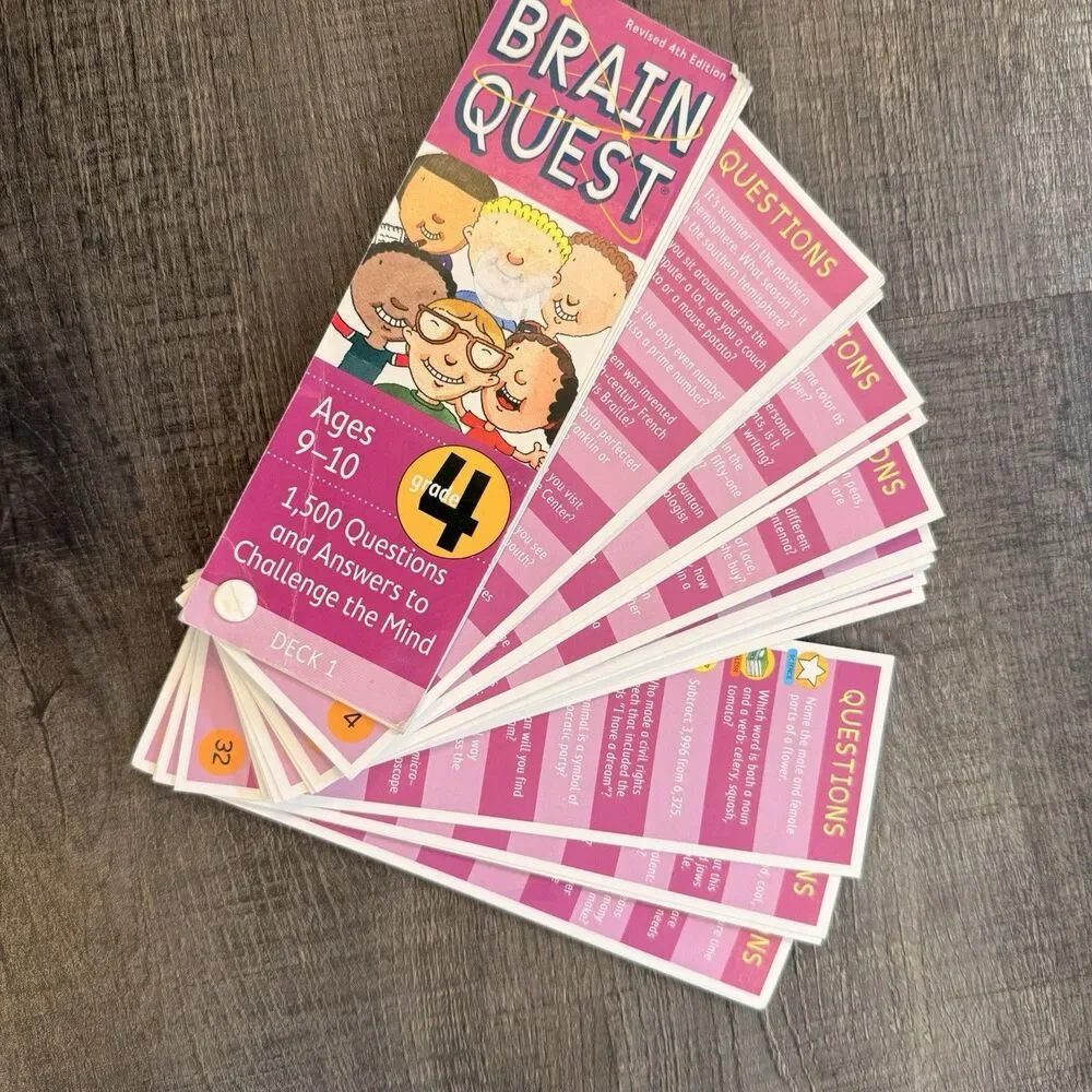 Brain Quest Grade 4 Deck 2 Ages 9-10 Educational Question Cards Multicolor